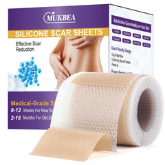 MUKBEA silicone scar tape roll closeup shows durable, breathable skin-safe barrier