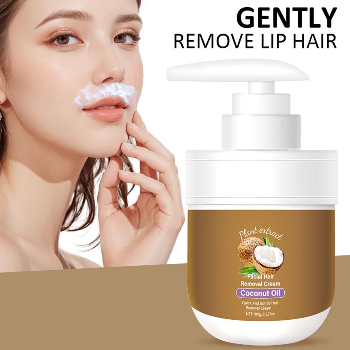 MULPG coconut oil formula highlights moisturizing, gentle depilation during use.