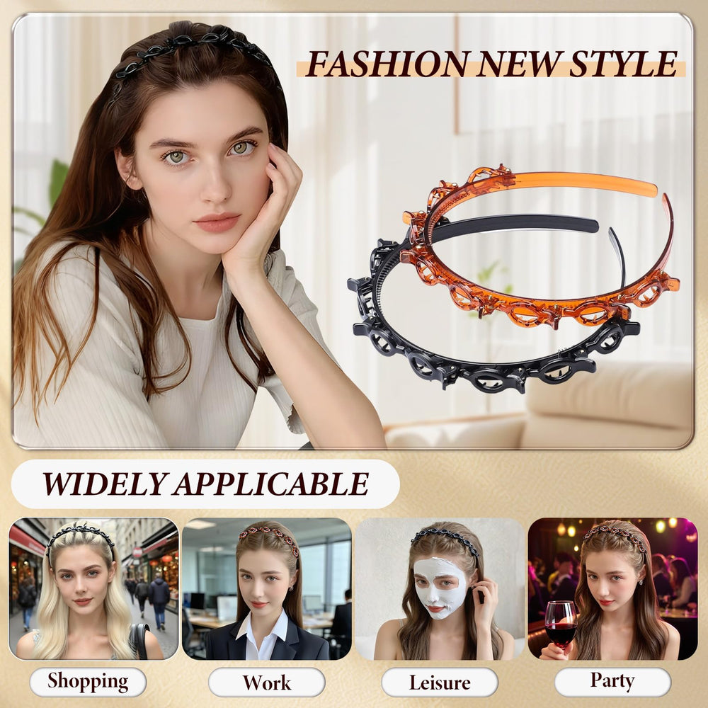 4 Pcs Bangs Hairstyle Hairpin Headband includes multi-layer braid tool features for styles.