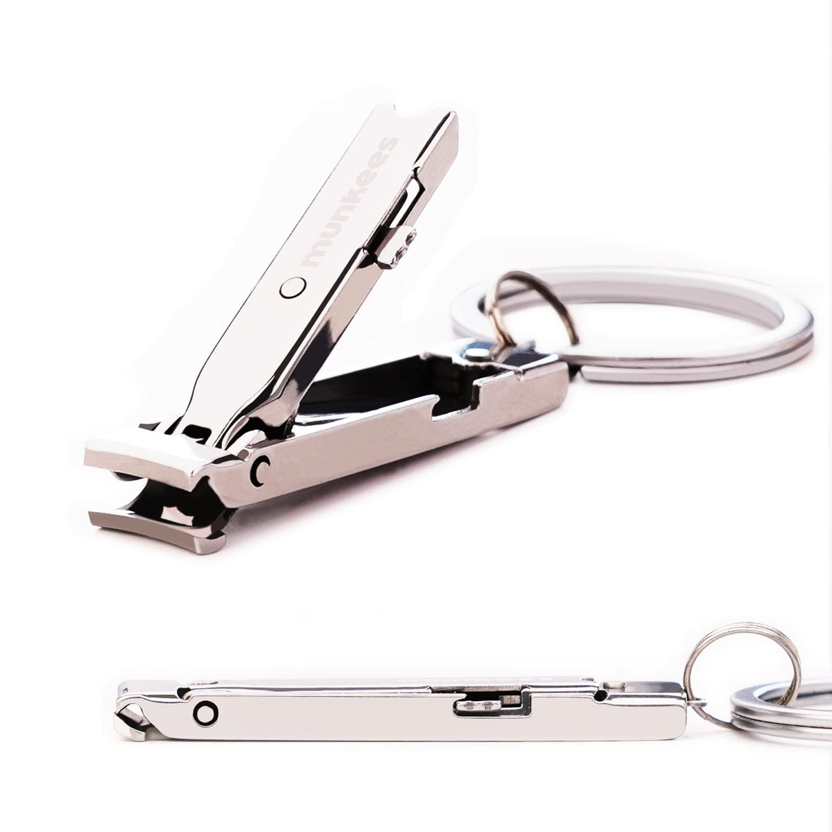 Munkees Ultra-Thin Nail Clippers Keychain folded compact for travel-ready grooming.