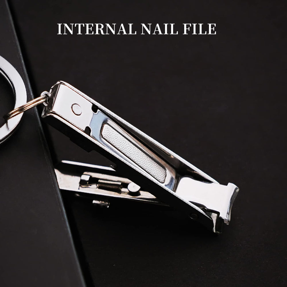 Munkees Ultra-Thin Nail Clippers Keychain stainless steel close-up shows durable finish.