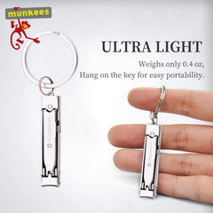 Munkees Ultra-Thin Nail Clippers Keychain unfolded as a precise pocket cutter.