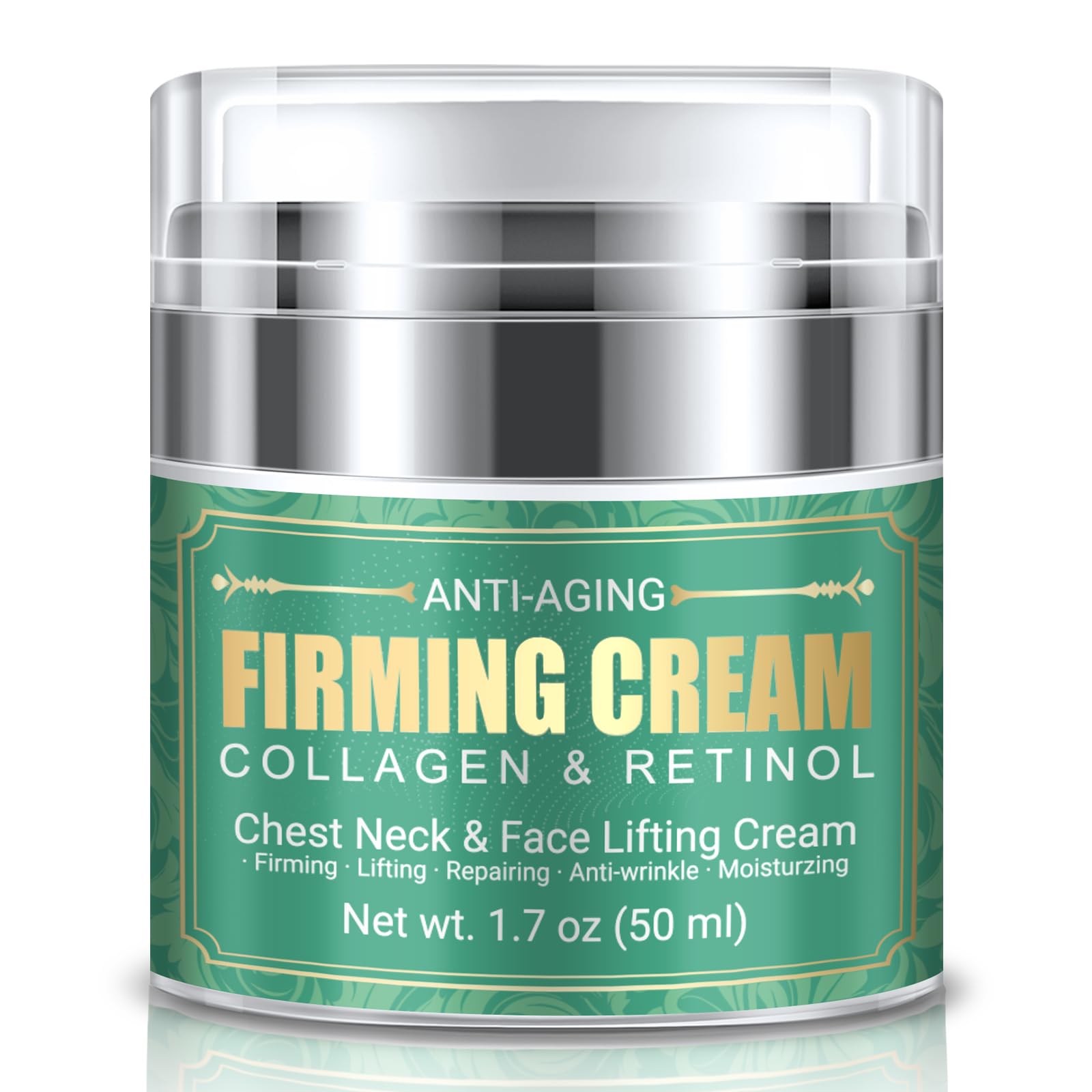MUOCOBU neck cream jar closeup for firming neck skin.