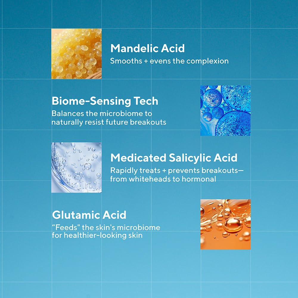 Murad Biome-Balancing Acne Serum applied on hand shows easy layering under makeup.