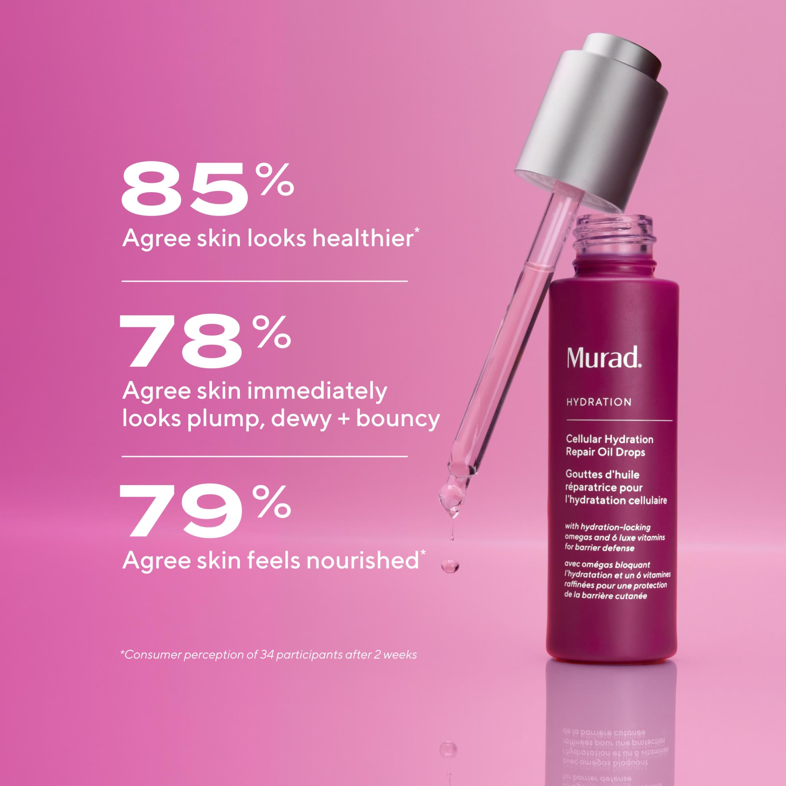 Murad Cellular Hydration Repair Oil Drops night-use model highlights evening skincare routine.