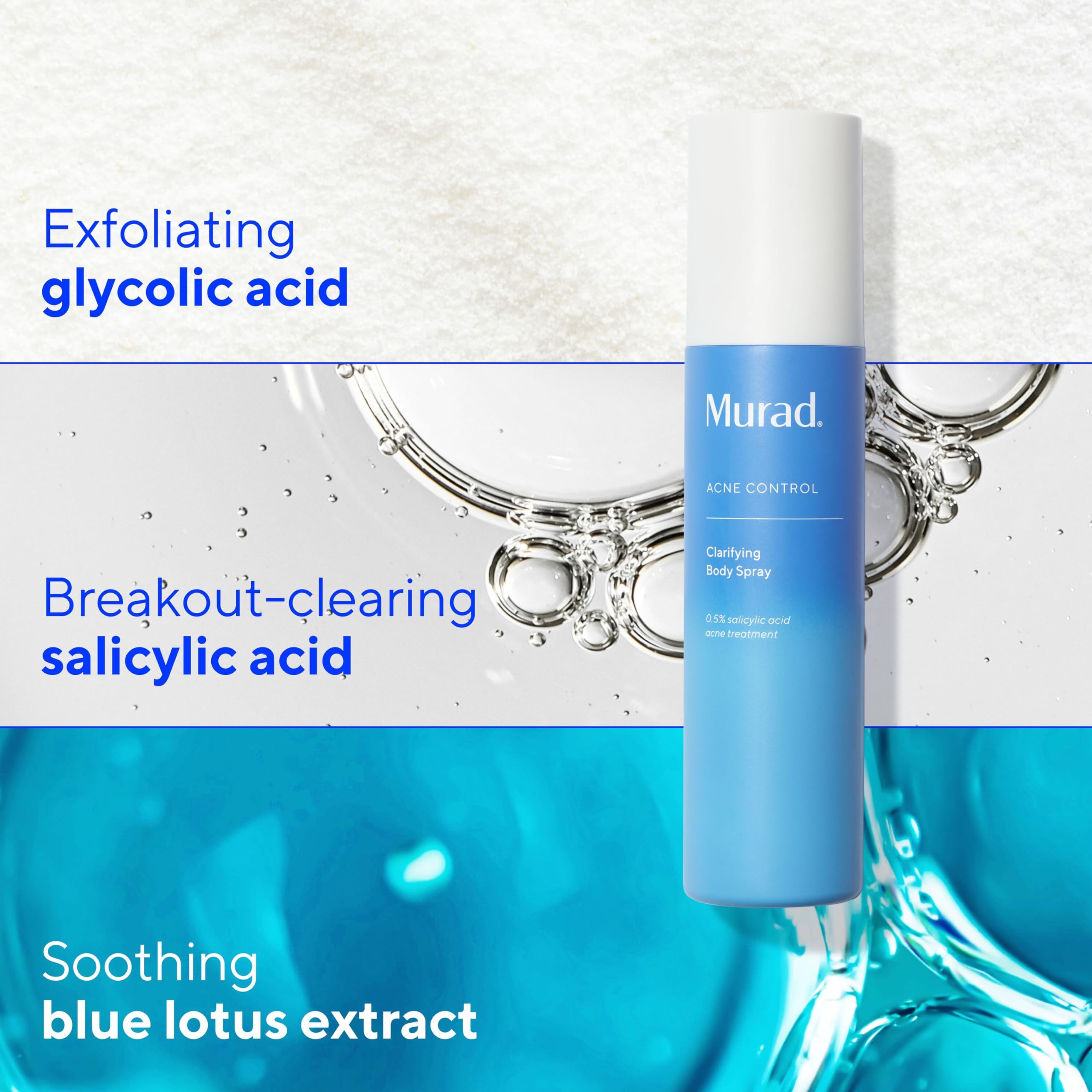 Murad Clarifying Body Spray being sprayed at an angle for even coverage.
