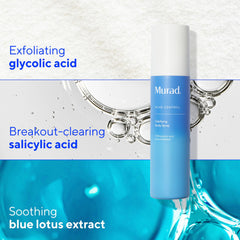 Murad Clarifying Body Spray being sprayed at an angle for even coverage.