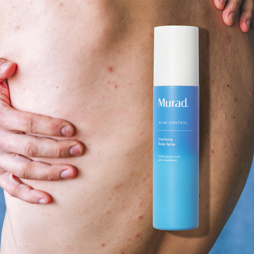 Continuous spray from Murad clarifying body spray delivers coverage from any angle.
