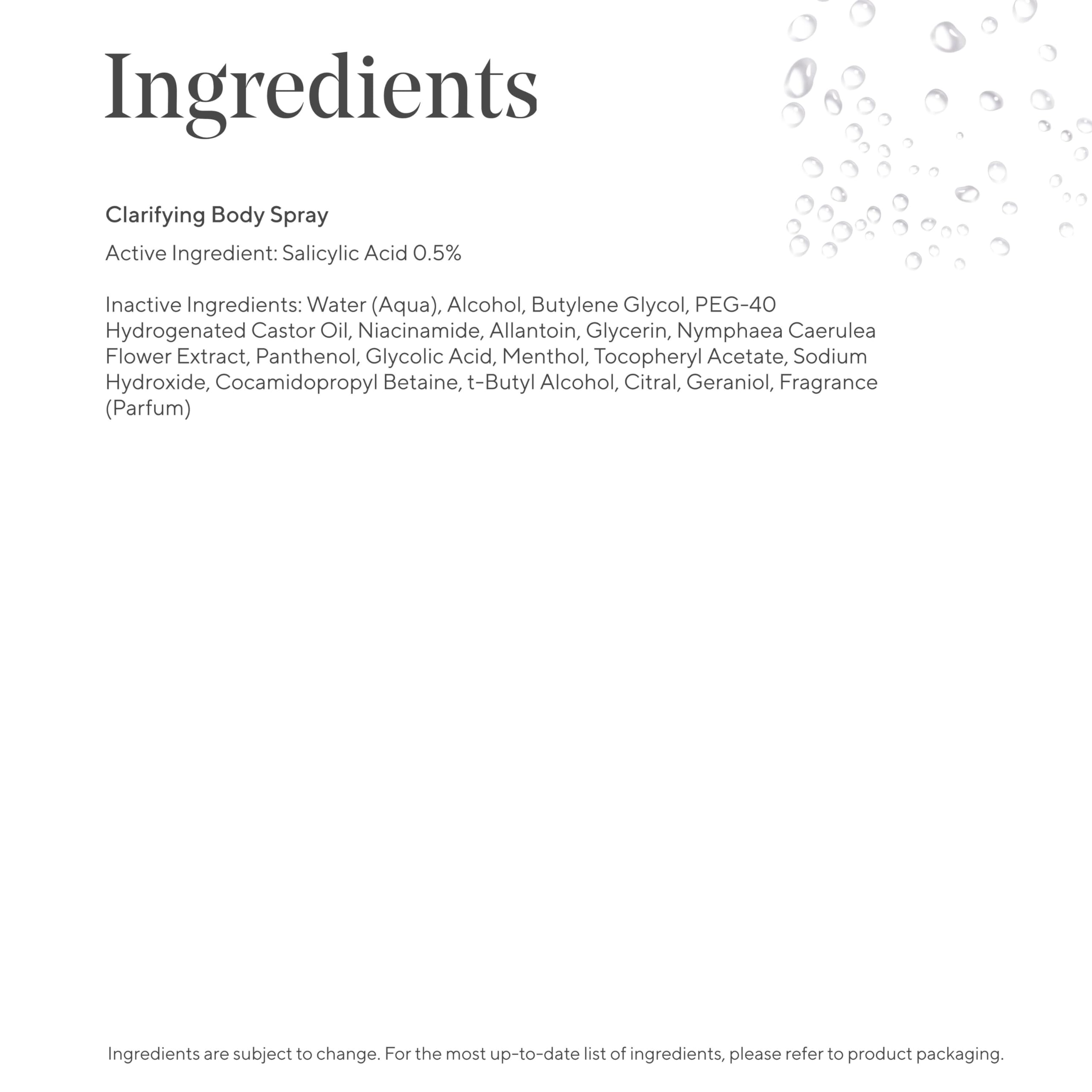 Murad Clarifying Body Spray helps refine pores and texture.