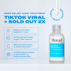 Murad Deep Relief on skin image demonstrates thin layer application for deep acne care.