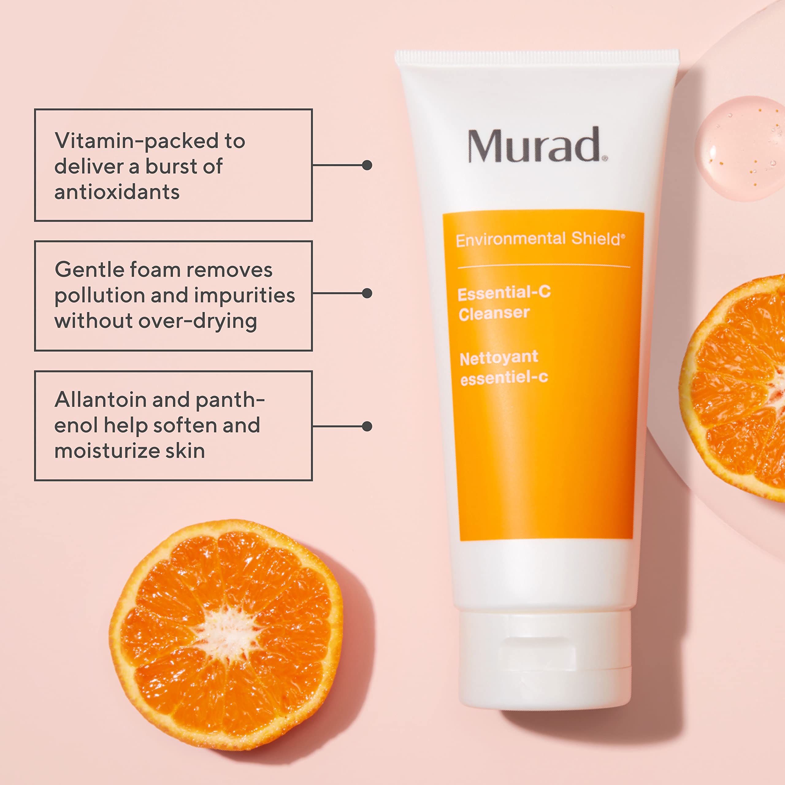 Murad Essential-C Cleanser foam-lather demonstrates gentle cleansing and refreshing feel.