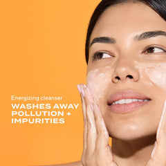 Murad Essential-C foaming gel lather close-up highlights gentle cleansing for all skin types.