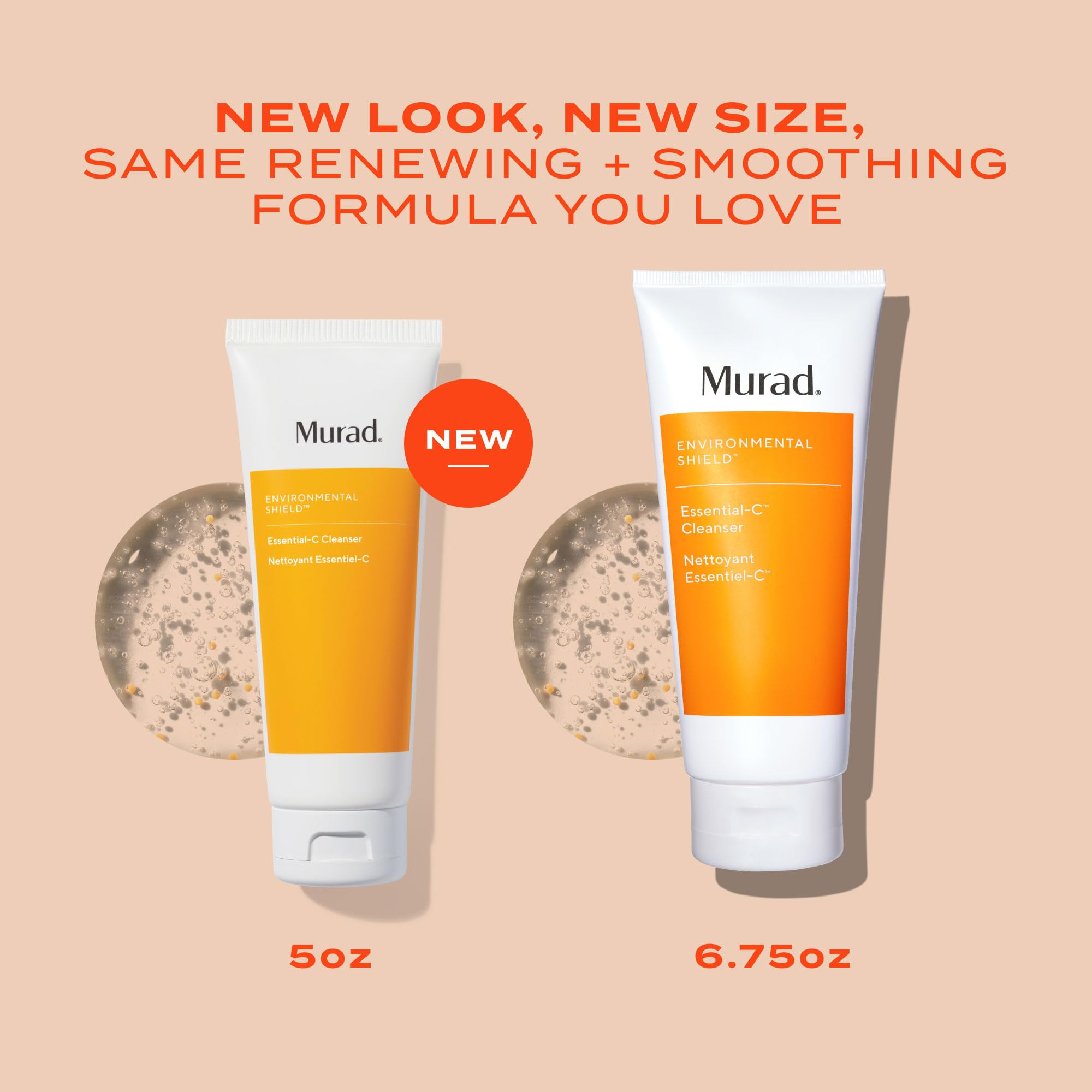 Murad Essential-C gel texture close-up conveys foaming cleanse.