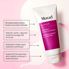 Murad exfoliating cleanser cream texture close-up shows creamy polish for smoother skin.