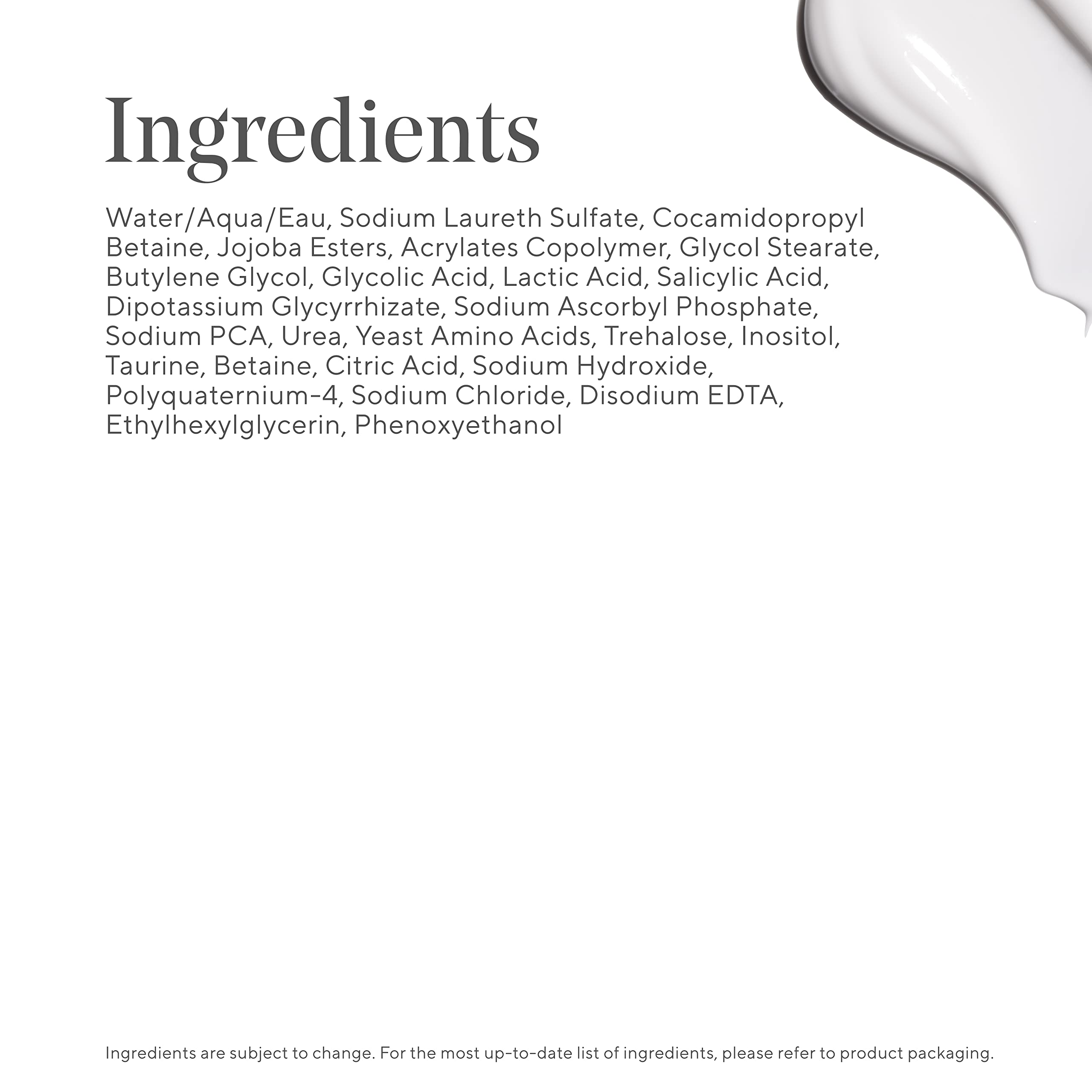 Murad exfoliating cleanser ingredients label emphasizes salicylic, lactic, and glycolic acids.