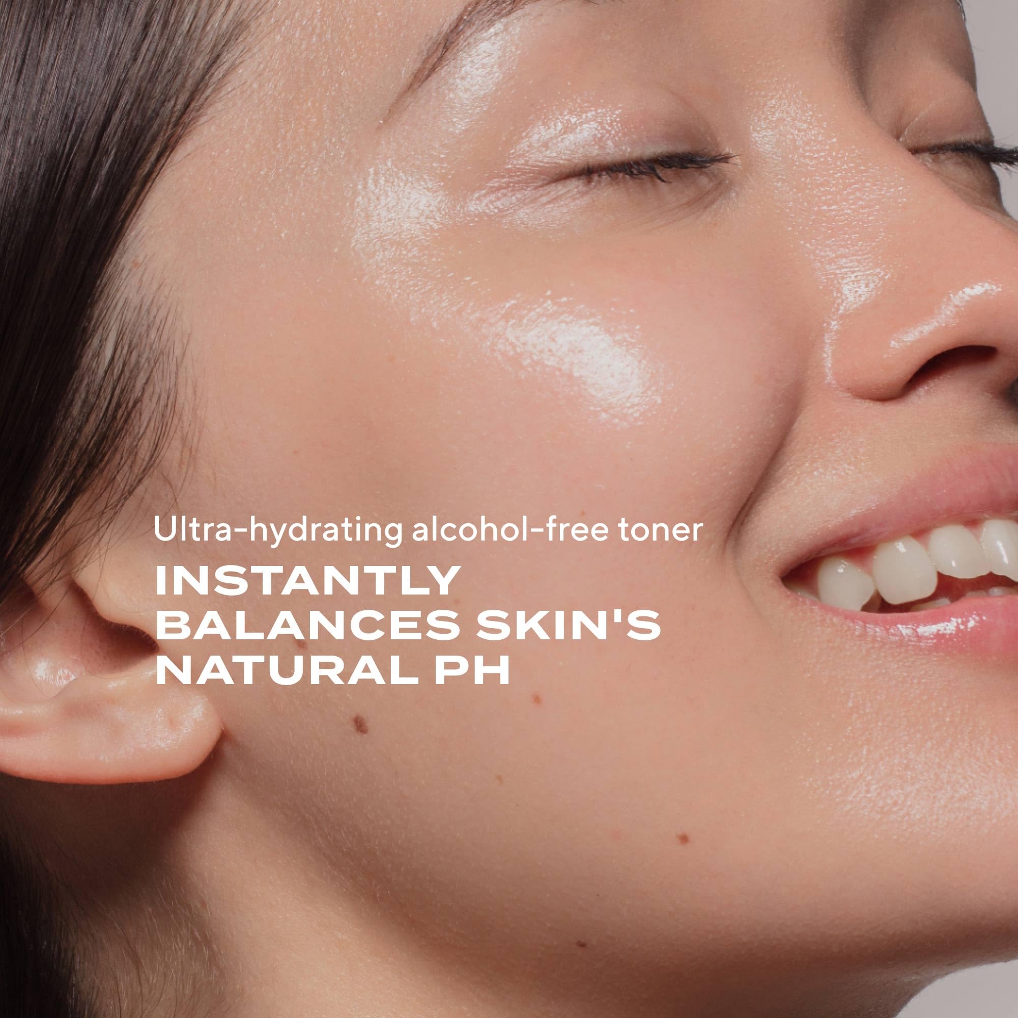 Murad Hydrating Toner ingredients graphic highlights grape seed and cucumber extracts for soothing hydration