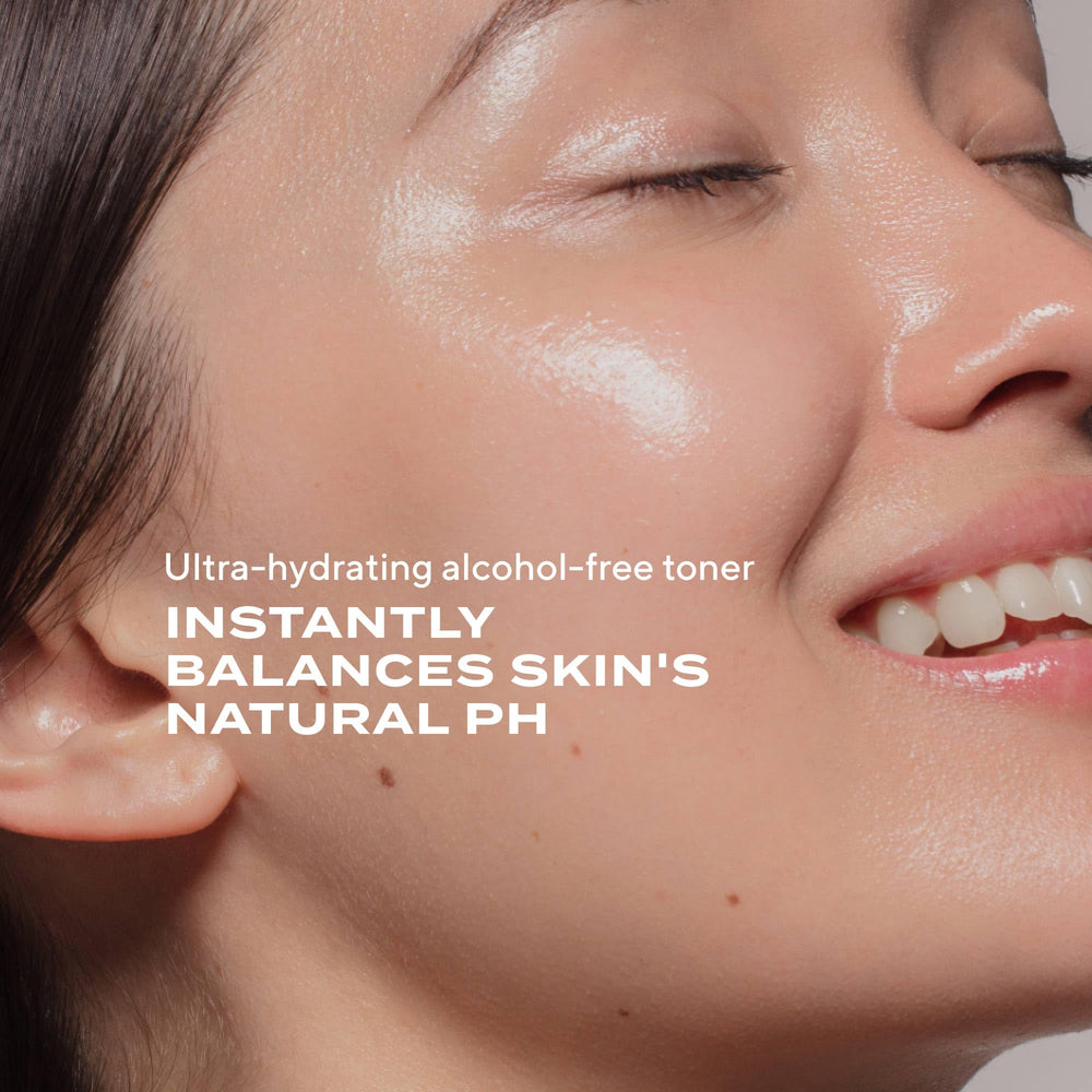 Murad Hydrating Toner ingredients graphic highlights grape seed and cucumber extracts for soothing hydration
