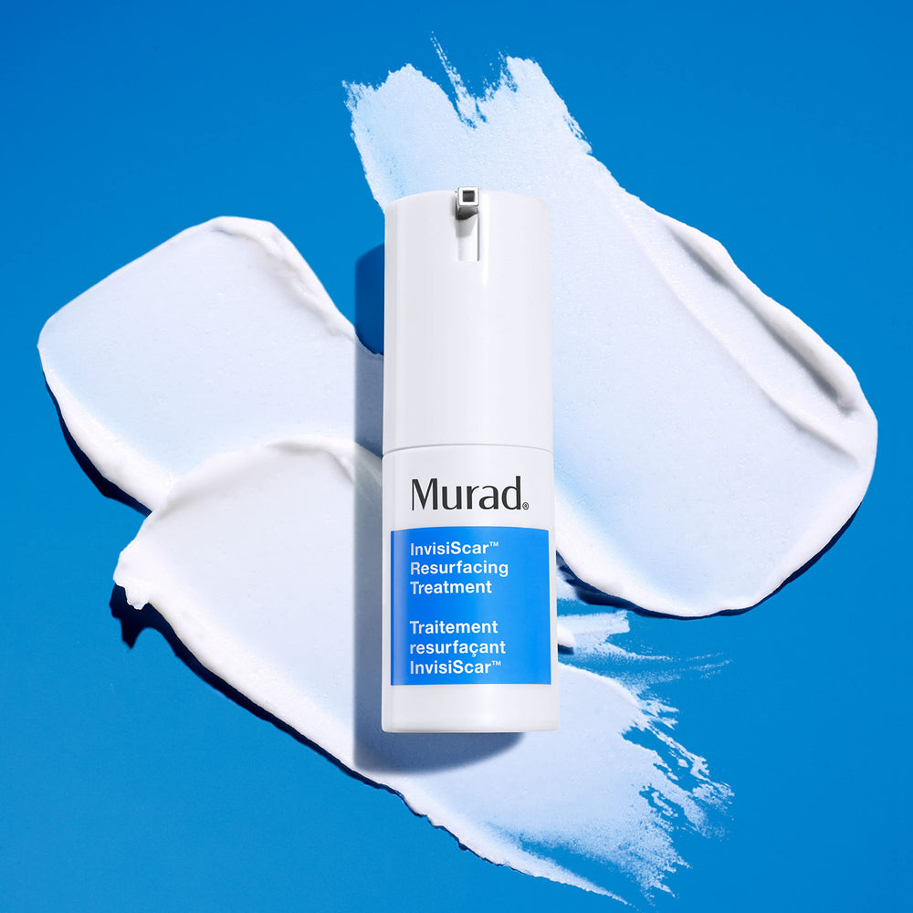 Murad InvisiScar application on skin demonstrates AM and PM routine.