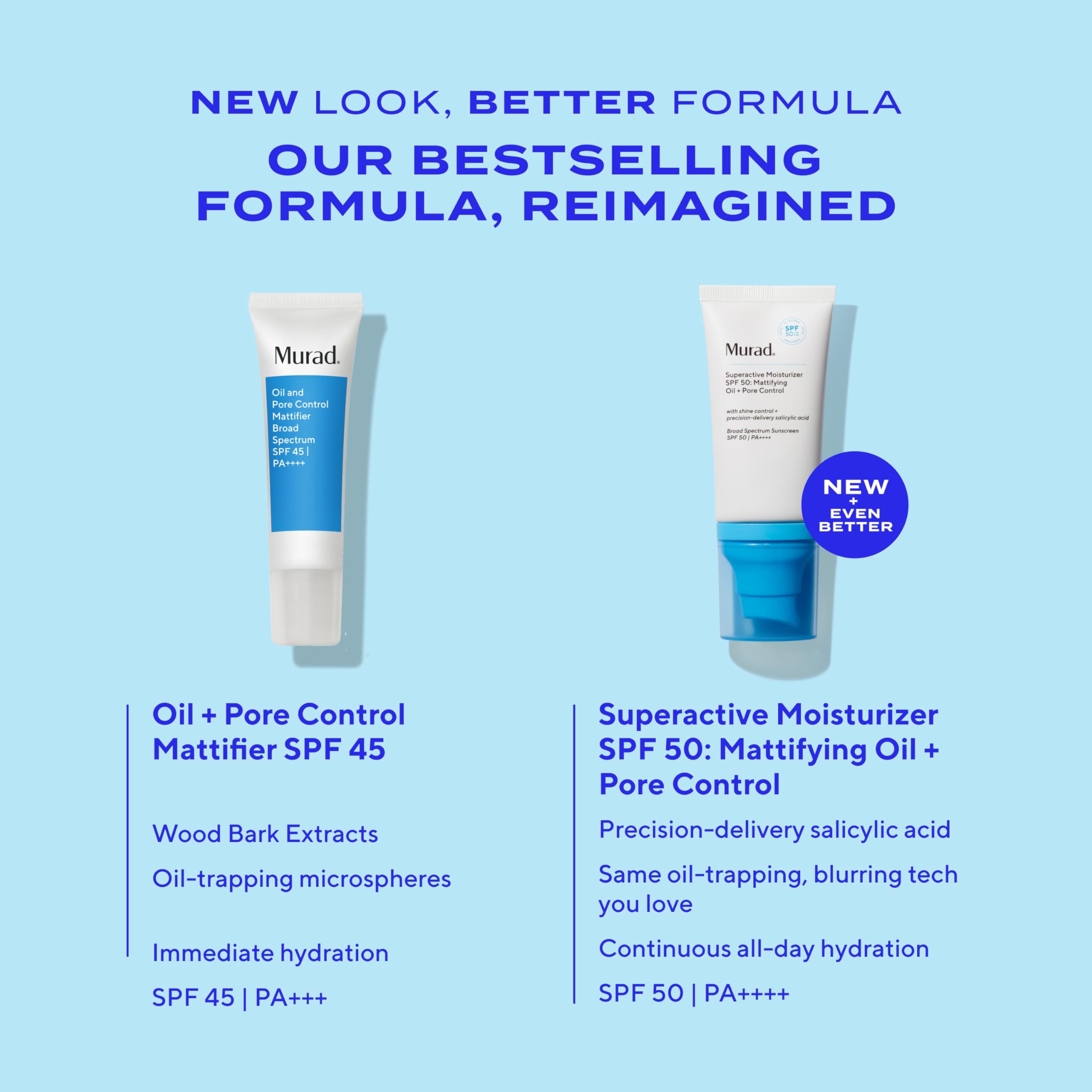 Murad lightweight non-comedogenic moisturizer layering under makeup without white cast.