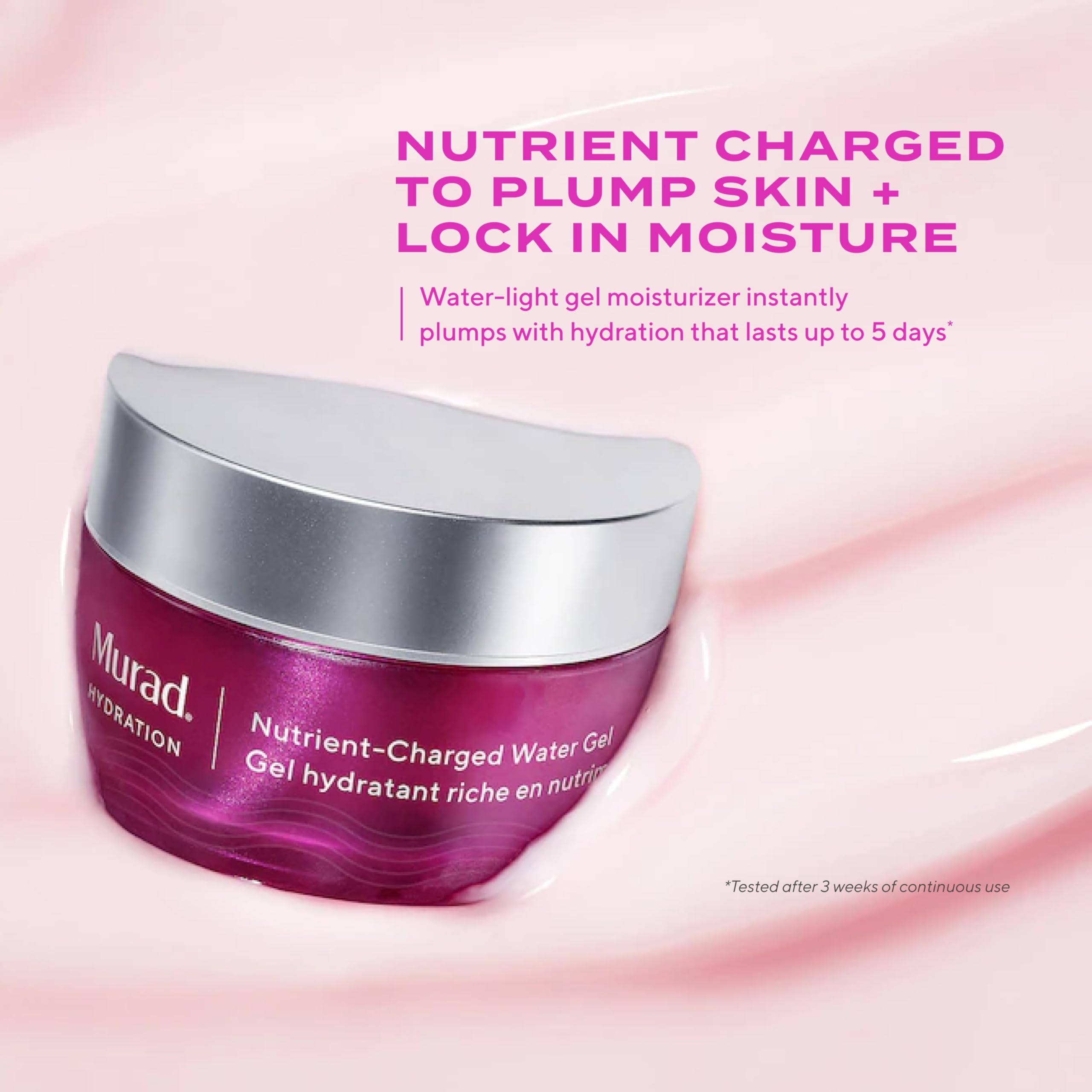 Murad Nutrient-Charged Water Gel texture close-up showing lightweight, quick-absorbing hydration.