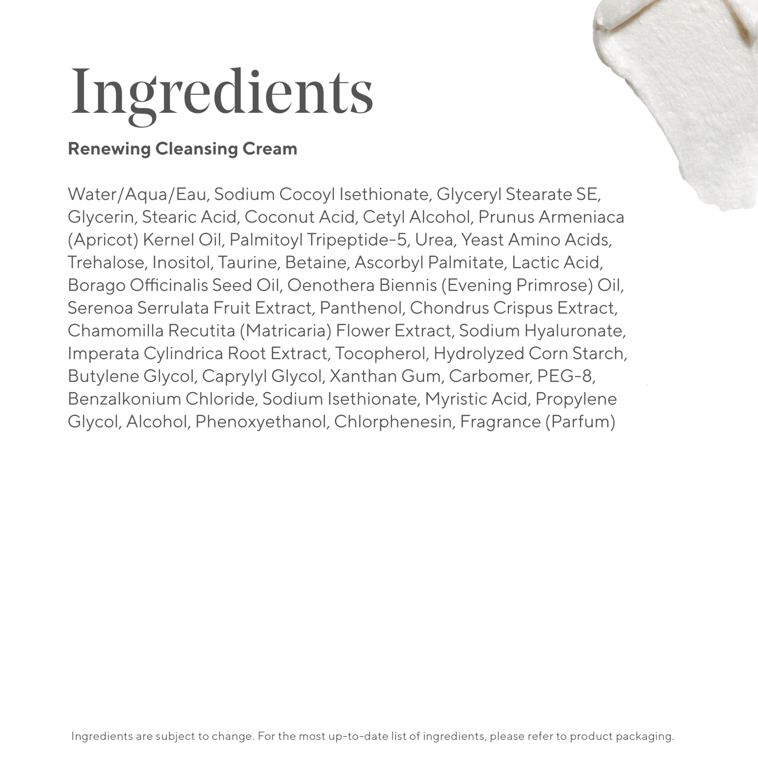 Murad Renewing Cleansing Cream lactic acid highlight suggests gentle exfoliation for smoother skin.