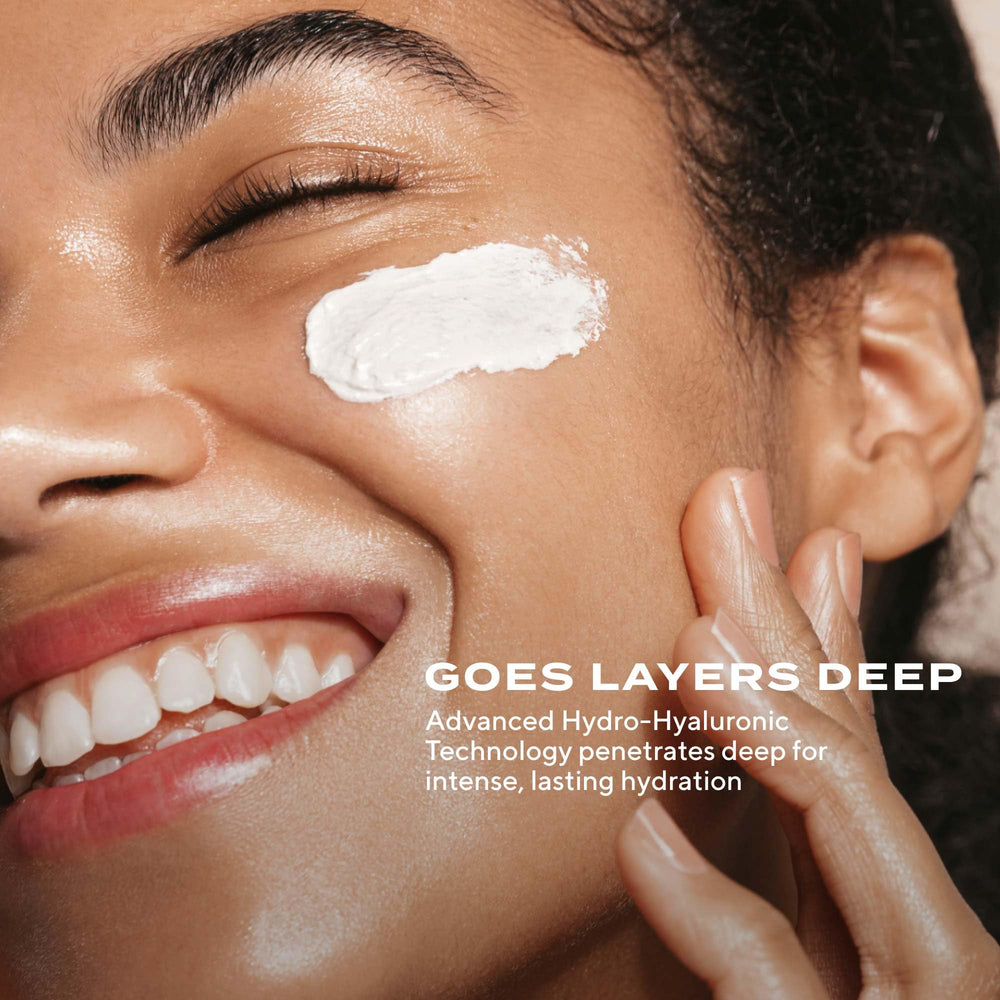 Murad Restorative Hydro-Hyaluronic Face Cream jar closeup shows luxurious texture for easy application.