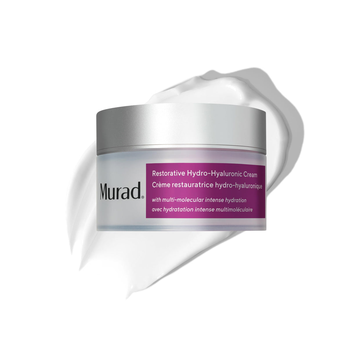 Murad Restorative Hydro-Hyaluronic Face Cream packaging highlights moisture-boosting formula.