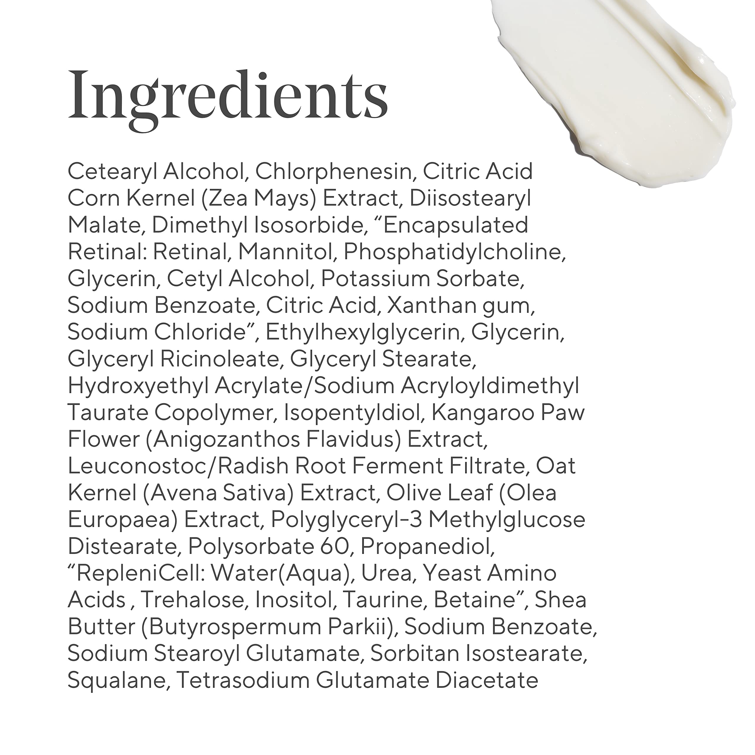 Murad Retinal ReSculpt clean ingredients panel highlights safe formula