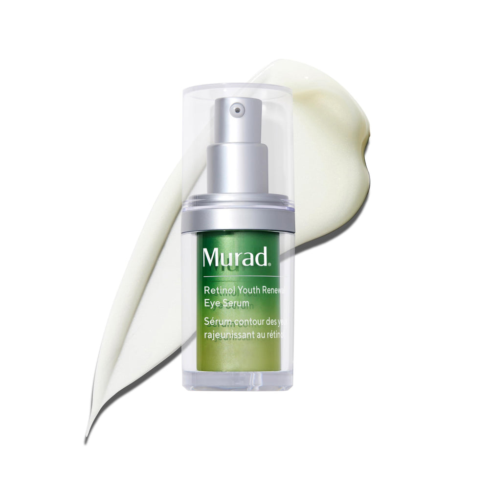 Murad Retinol Youth Renewal Eye Serum bottle pump for gentle nightly eye care.