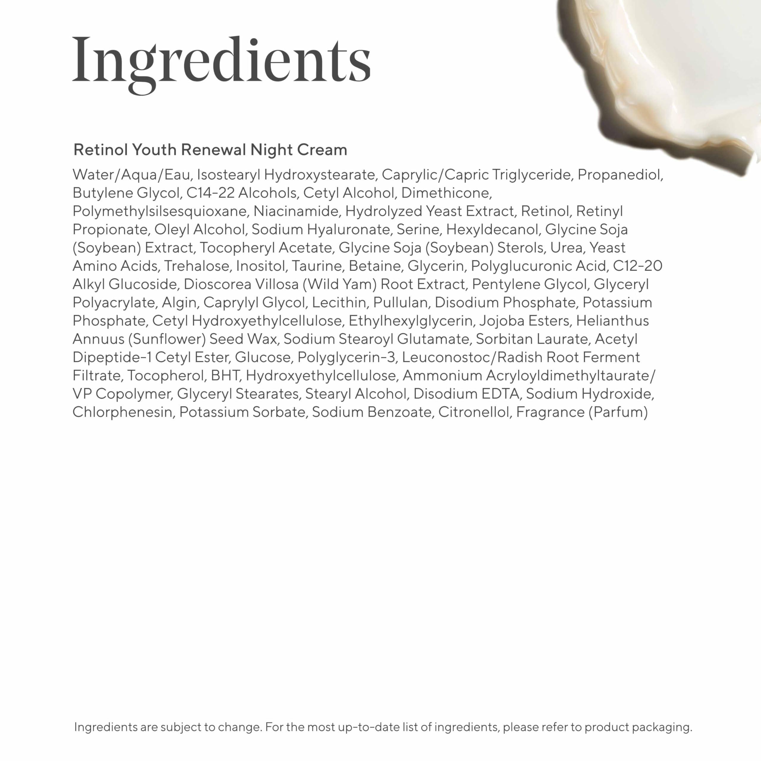 Murad Retinol Youth Renewal Night Cream texture detail shows rich silky cream