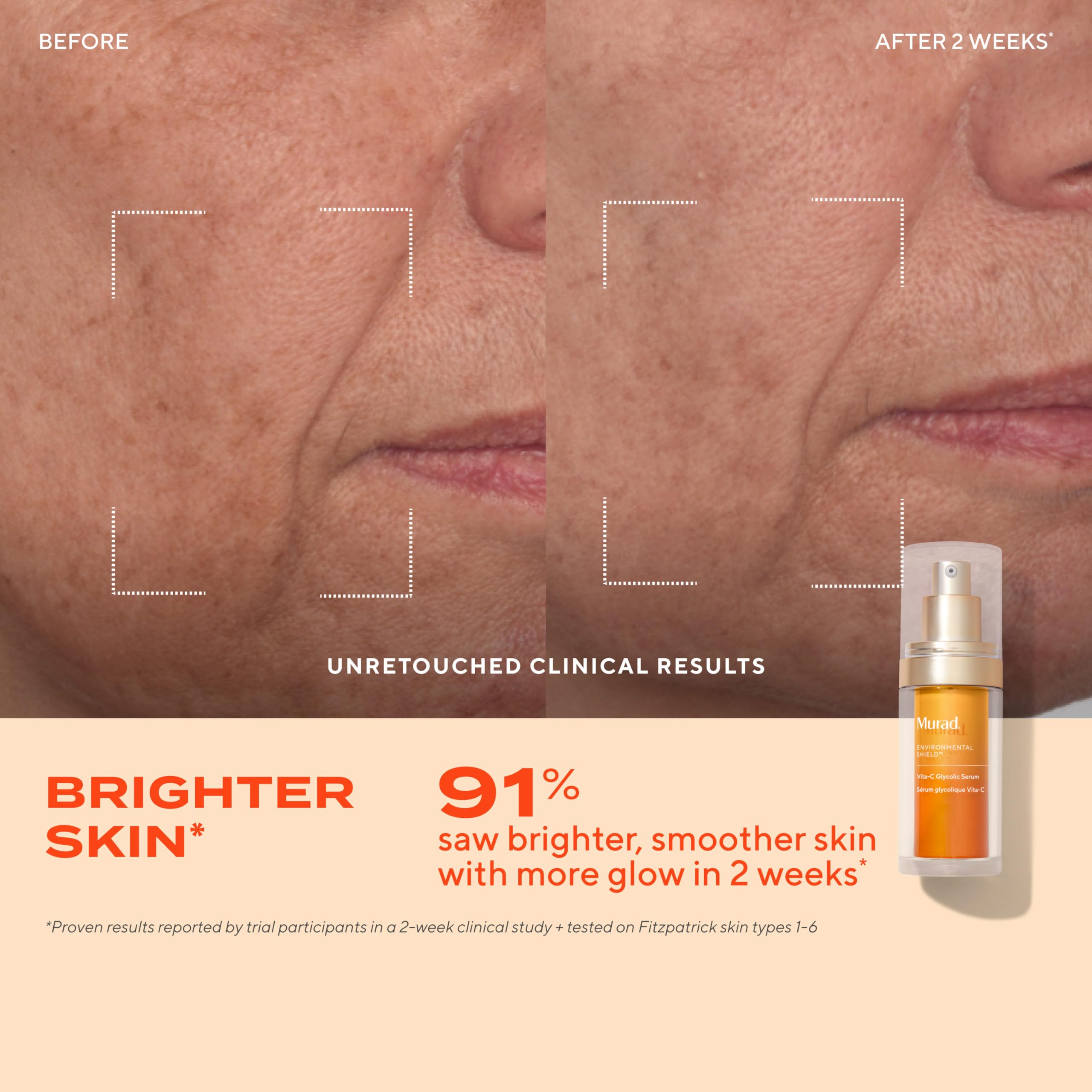 Murad Vita-C Glycolic Serum ingredients close-up featuring gold-stabilized Vitamin C