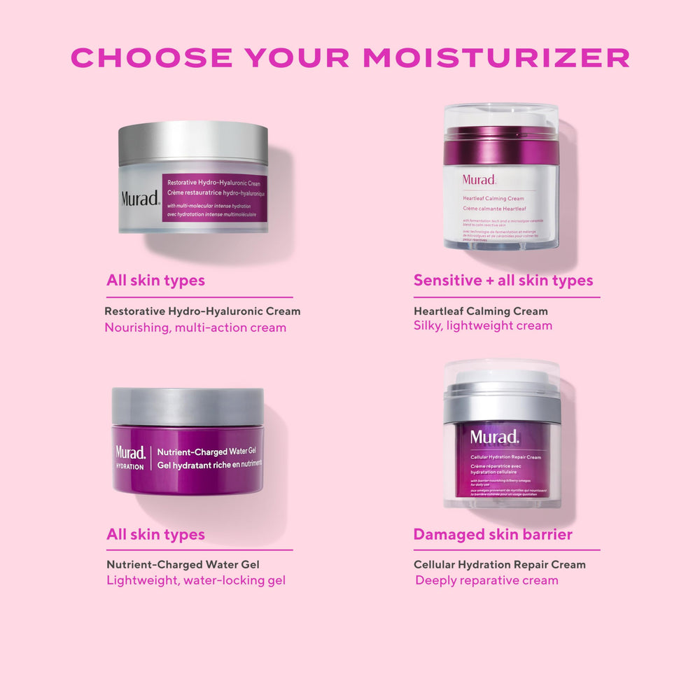 Morning skincare setup featuring Murad Water Gel for lasting hydration throughout the day.