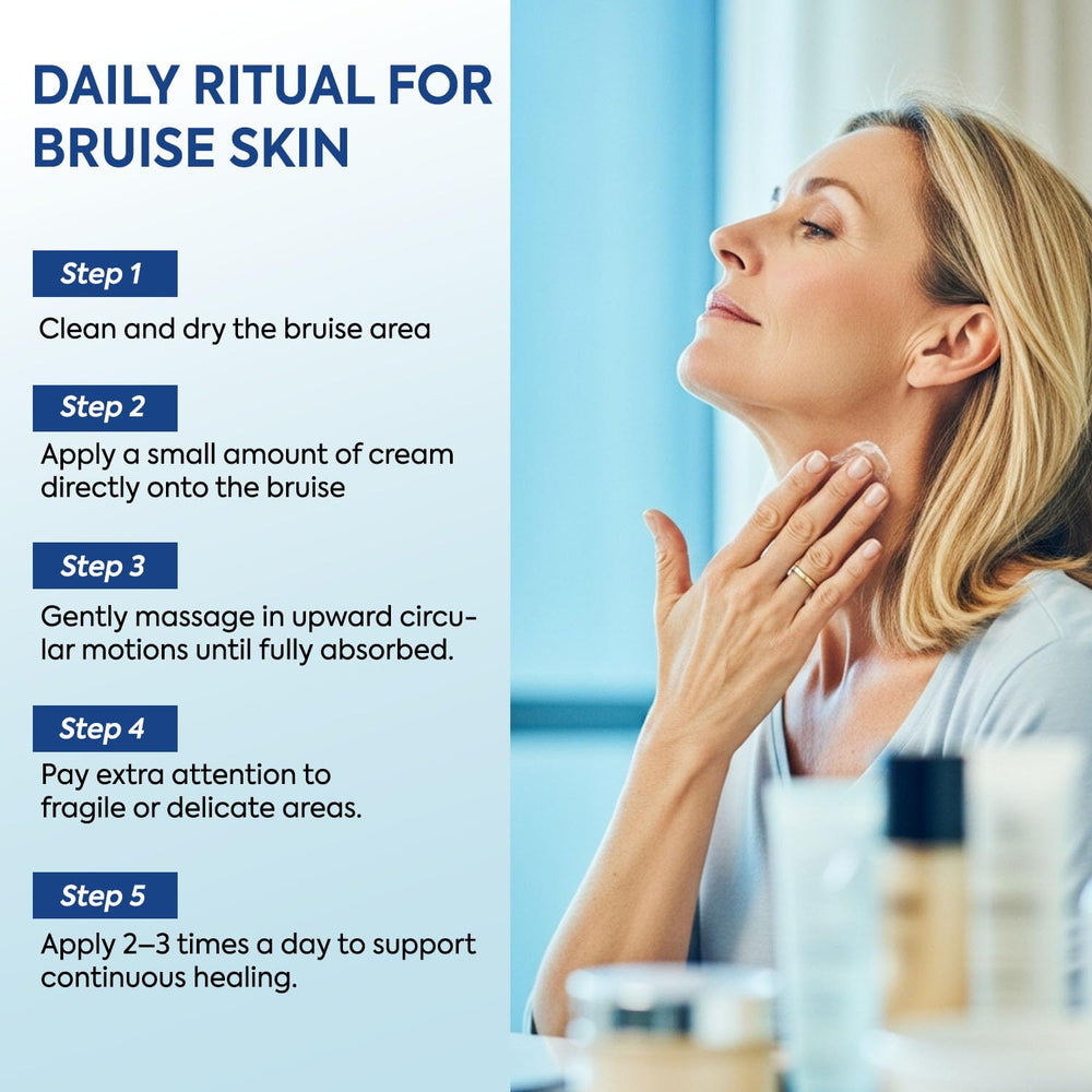 Murasaki Beauty Arnica cream being applied to skin for soothing care.
