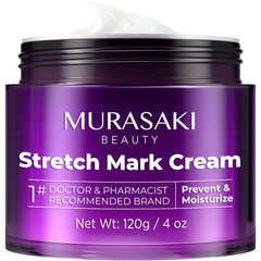 Murasaki Beauty stretch-mark-cream-pregnancy-bottle shows nourishing skincare for pregnancy.