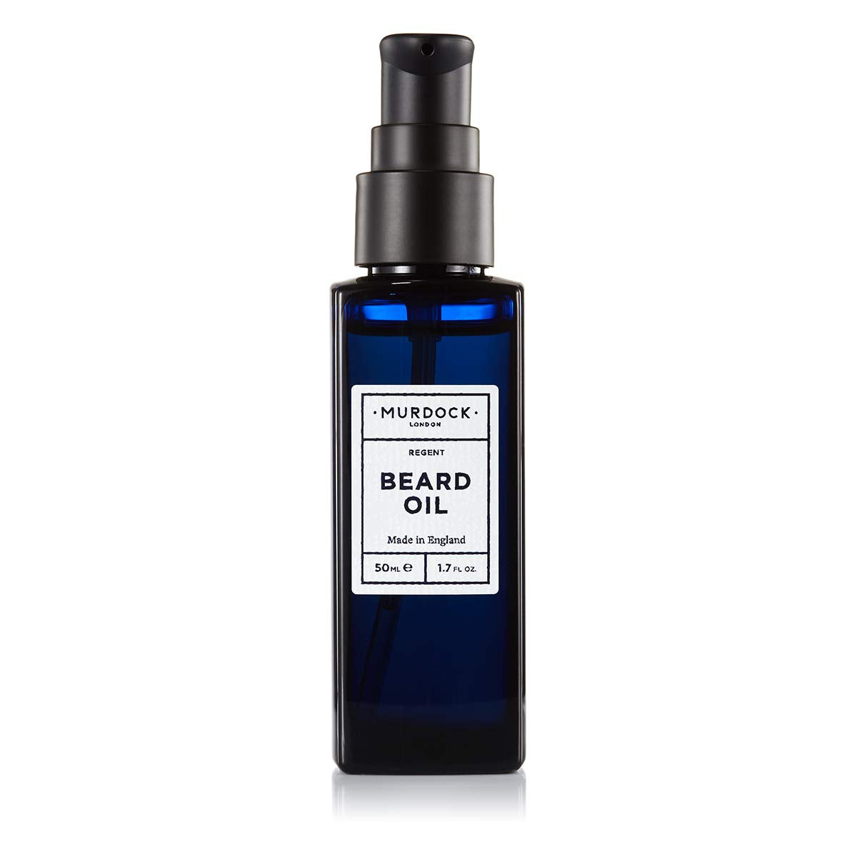 Murdock London beard oil bottle showcases a glossy finish for a polished beard.