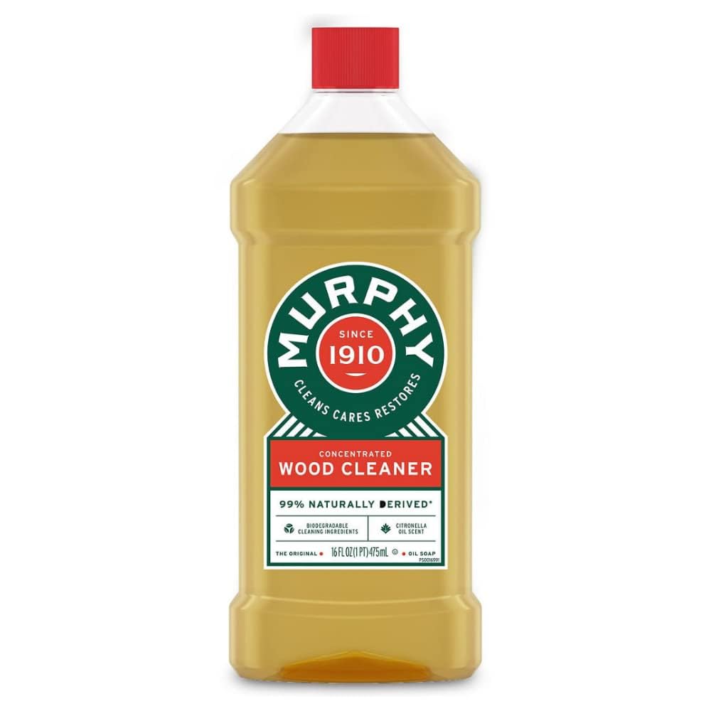 Murphy Oil Soap Original bottle being poured for wood conditioning