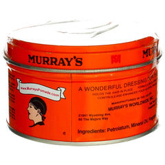 Murray's pomade 3oz jar back view highlights classic packaging and reliable styling