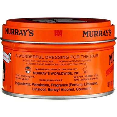 Murray's pomade packaging on display indicates convenient multi-pack option