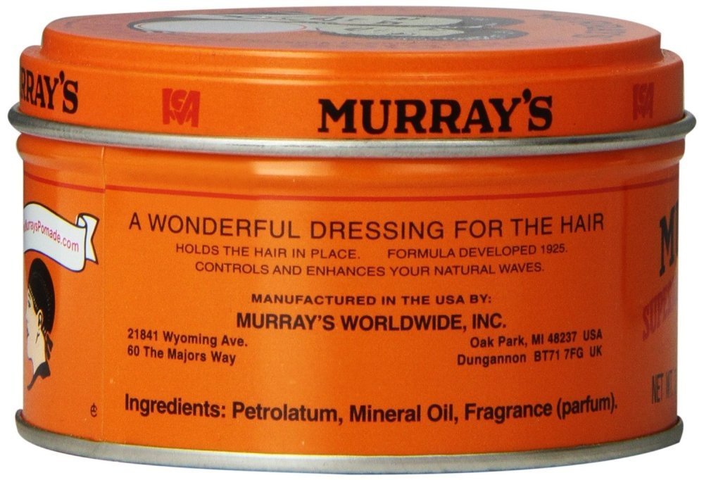 Murray's Superior Hair Dressing Pomade front view shows pack of four jars for consistent styling and definition