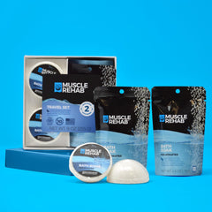 Muscle Rehab bath bomb with organic ingredients delivering natural relaxation.