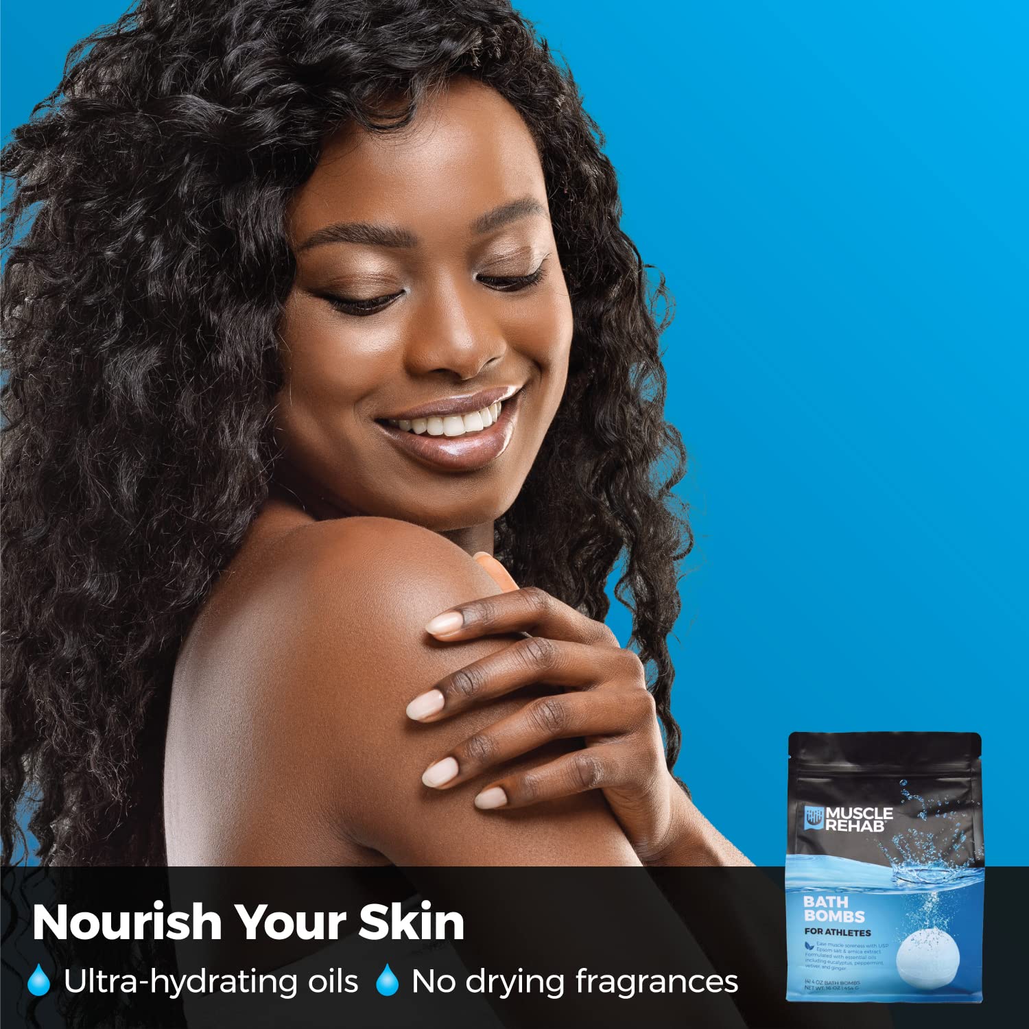 Muscle Rehab eucalyptus oil drops evoke a refreshing aroma during use.