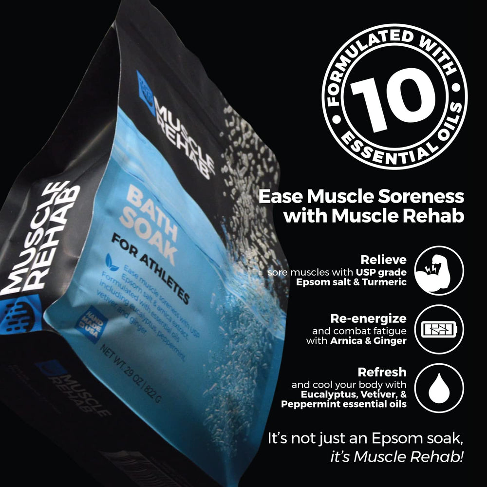 Muscle Rehab Recovery Soak crystals dissolve quickly in bathwater