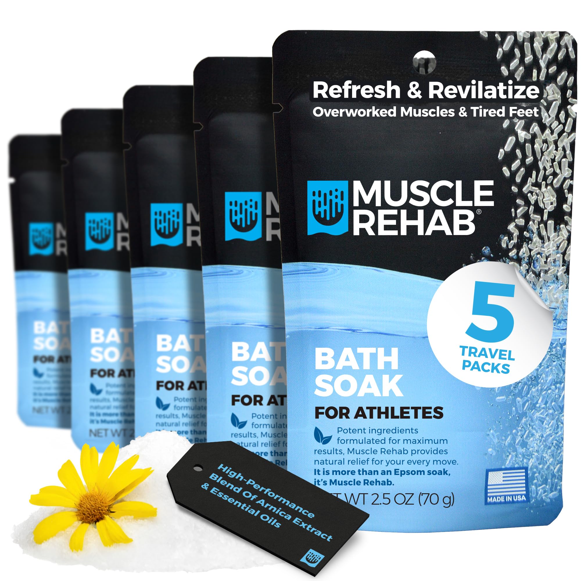 Muscle Rehab travel Epsom pack arnica turmeric for portable muscle relief on the go