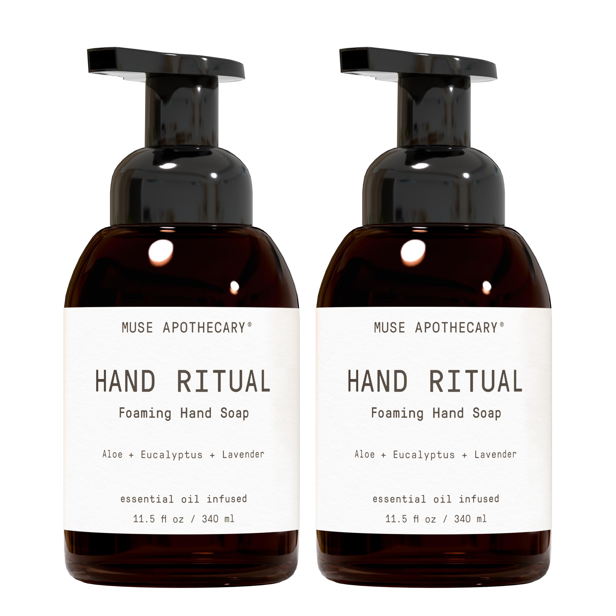Muse Apothecary Hand Ritual bottle closeup with soothing aromatherapy in a premium foaming soap