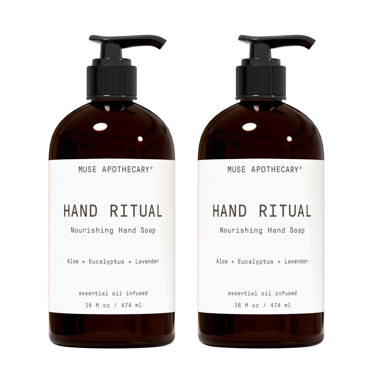 Muse Apothecary Hand Ritual bottle pump delivers aromatic cleansing and nourishment.