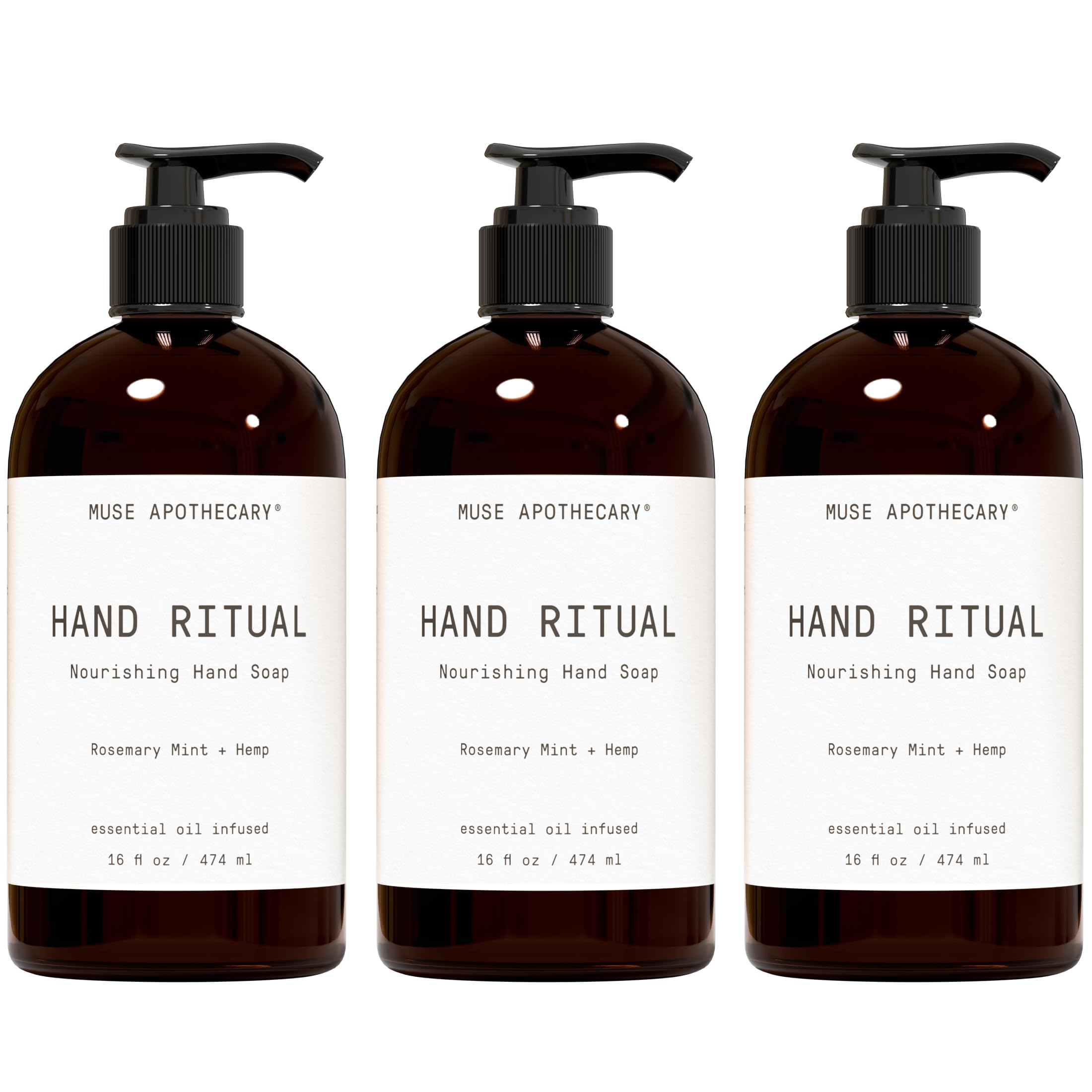 Muse Apothecary Hand Ritual bottle pump showing aromatic wash for daily cleansing