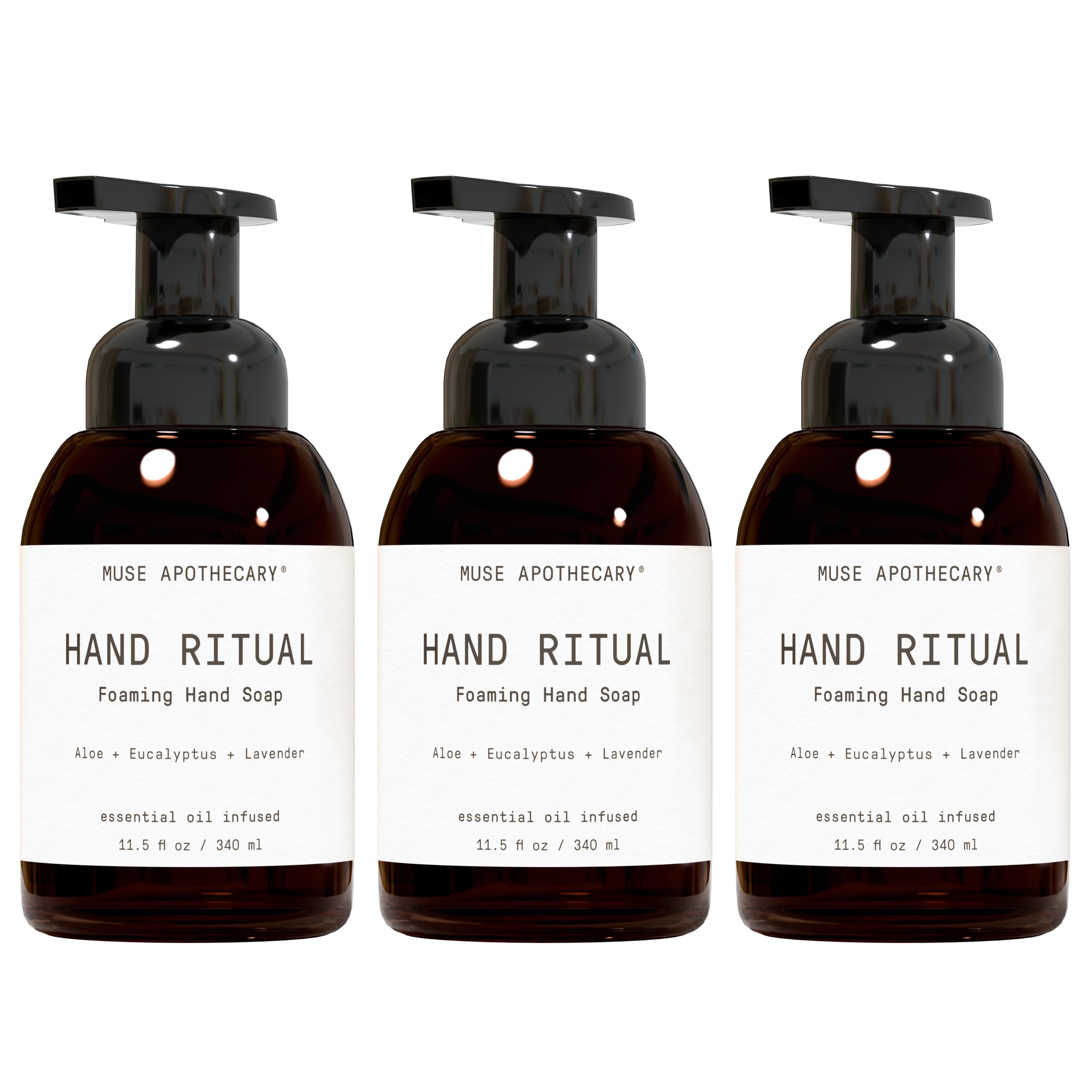 Muse Apothecary Hand Ritual foaming bottle delivers a rich, refreshing cleanse.