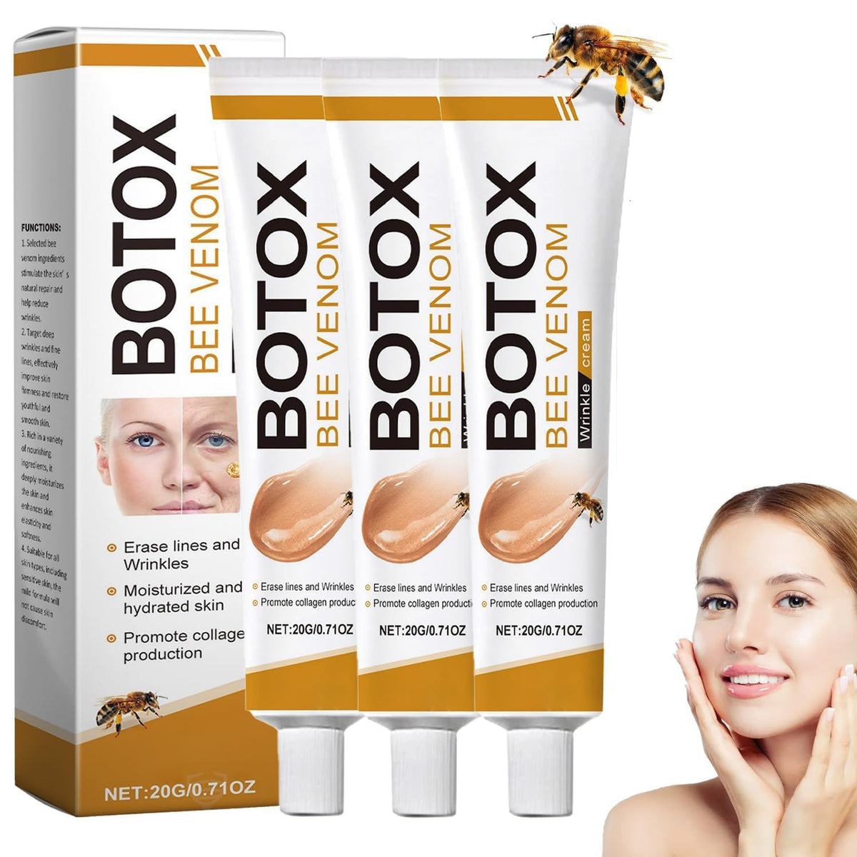 Musellot Bee Venom Cream jar closeup showing rich texture for gentle anti-wrinkle care
