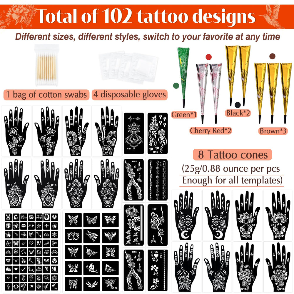 MuseLuxe design templates with 102 patterns for personalized temporary body art