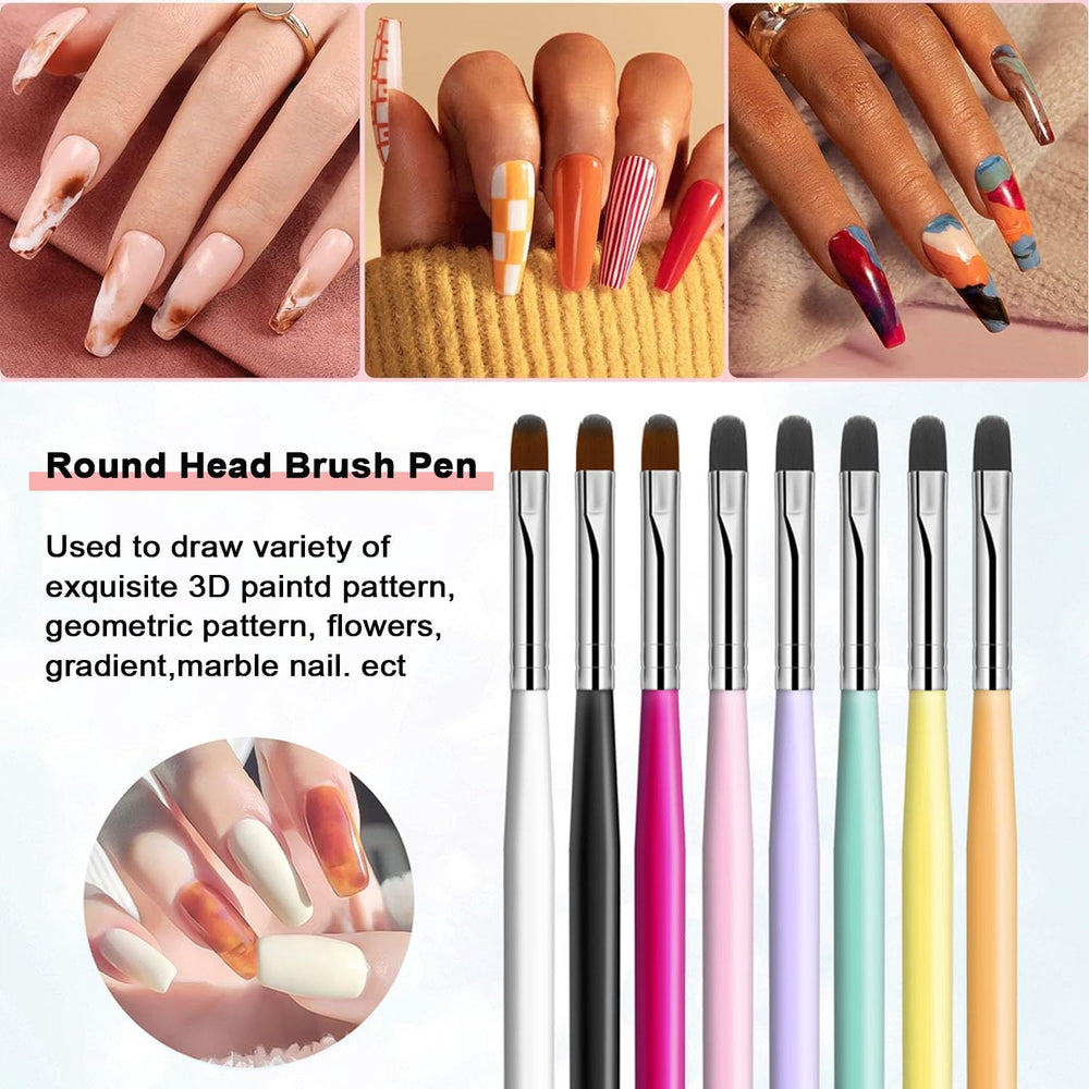 MUSILAN nail art brushes nylon bristles closeup enable smooth, even pigment application.